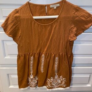 Polagram Brown Embroidered Blouse